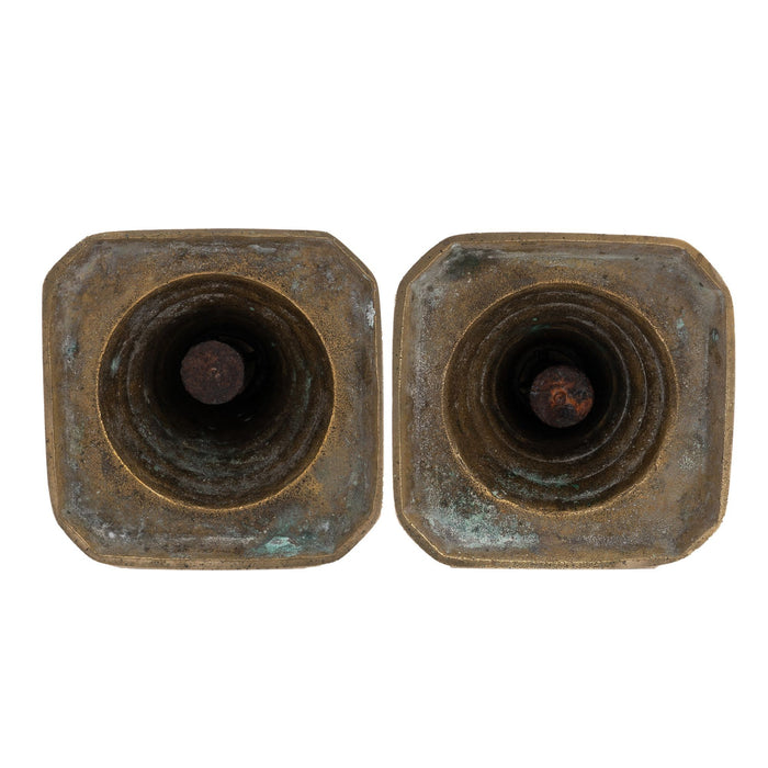 Pair of English cast brass beehive candlesticks (1830)