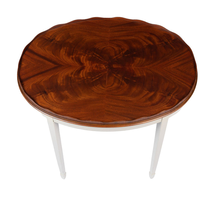 Vintage figured mahogany tray table on painted base